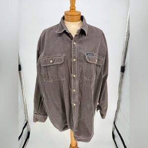 Dickies Gray Corduroy Button Down Overshirt with Flannel Lining